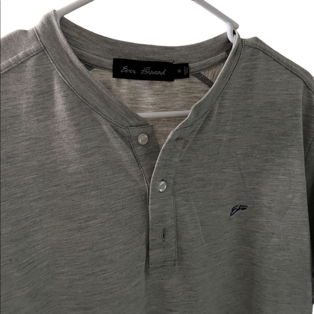 Ever Forward Henley Grey w/ Blue Logo